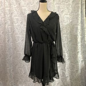 Polka Sot Faux Wrap Dress